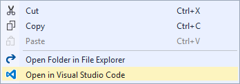 Open in Visual Studio Code screenshot
